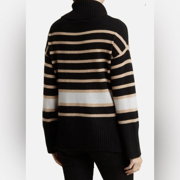 Magaschoni 100% Cashmere Turtle Neck Sweater Size S Black Combo - Picture 2 of 7